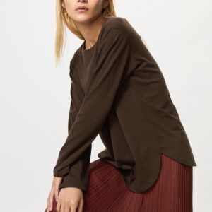 Uniqlo Official | Мягкая хлопчатобумажная футболка с круглым подолом/длинным рукавом (ユニクロ公式 | ソフトコットンラウンドヘムT/長袖)